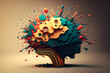 Splash of human brains. Concept of creativity, brainstoming or emotionality. Generative AI