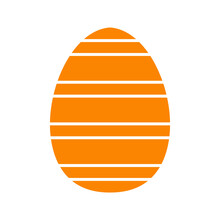 Orange Easter Egg With Wide Stripes. Vector Illustration