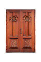 Poster - vintage wooden door isolated on white background