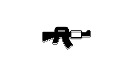 Canvas Print - Black M16A1 rifle icon isolated on white background. US Army M16 rifle. 4K Video motion graphic animation