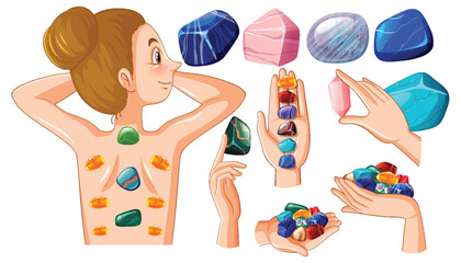 Canvas Print - Healing crystals and stones collection