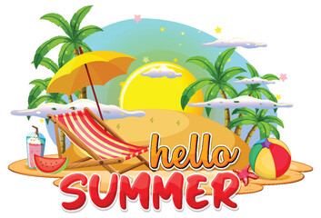 Poster - Hello summer logo template