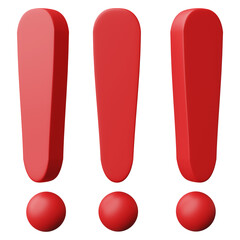 Poster - 3D Exclamation mark symbol, caution sign icon isolated on transparent background png file.