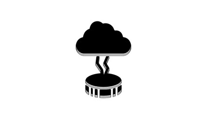 Sticker - Black Storm icon isolated on white background. Cloud and lightning sign. Weather icon of storm. 4K Video motion graphic animation