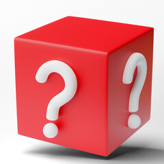 Fototapete - 3D box with question mark sign isolated on transparent background, png file.