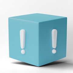 Fototapete - 3D Box with Exclamation mark symbol, caution sign icon isolated on transparent background png file.