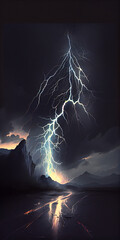 Poster - lightning strike at night