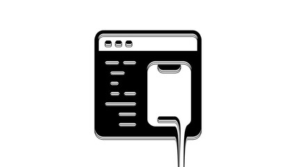 Black Software, web developer programming code icon isolated on white background. Javascript computer script random parts of program code. 4K Video motion graphic animation