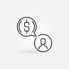Poster - Dollar Speech Bubble with Man vector concept outline icon