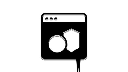 Black Software, web developer programming code icon isolated on white background. Javascript computer script random parts of program code. 4K Video motion graphic animation