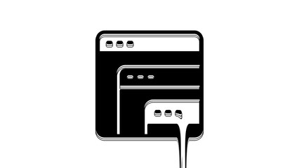 Black Software, web developer programming code icon isolated on white background. Javascript computer script random parts of program code. 4K Video motion graphic animation