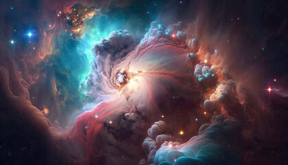 Wall Mural - outer space galaxy background, generative ai