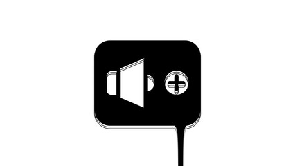 Sticker - Black Speaker volume, audio voice sound symbol, media music icon isolated on white background. 4K Video motion graphic animation