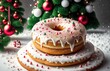 An sugary sugar donut and Christmas tree by Generative AI