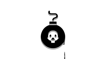 Sticker - Black Bomb ready to explode icon isolated on white background. 4K Video motion graphic animation