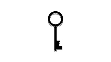 Wall Mural - Black Old key icon isolated on white background. 4K Video motion graphic animation