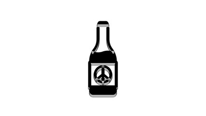 Sticker - Black Beer bottle icon isolated on white background. 4K Video motion graphic animation