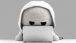 Cute anonymous hacker with white hoodie typing computer laptop. Concept of ethical hacking. Cybersecurity, Cybercrime, Cyberattack.