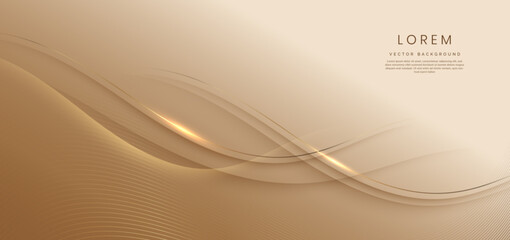 abstract gold curved lines elegant on gold background with copy space for text. luxury design concep