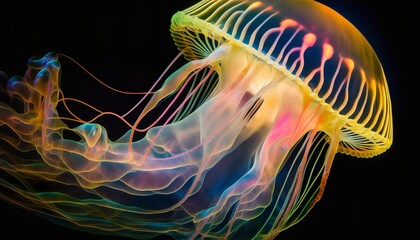 Wall Mural - beautiful close up of a jellyfish in the sea with nice lights and colors