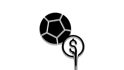 Wall Mural - Black Soccer football ball icon isolated on white background. Sport equipment. 4K Video motion graphic animation