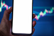 Blank phone screen , finance exchange crypto trading, graphic background