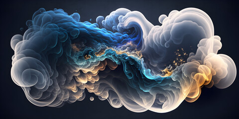 Wall Mural - blue smoke shadow , celestial fade cloud background -ai generative