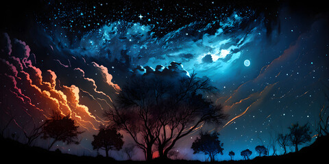 Wall Mural - magical night in africa -ai generative
