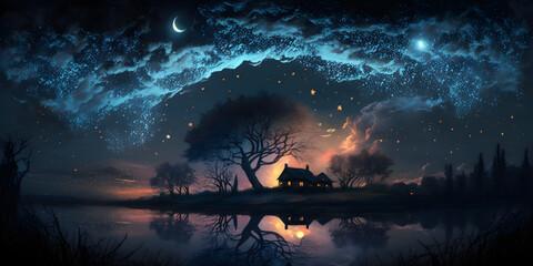 Wall Mural - magical night in africa -ai generative