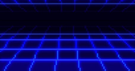 Leinwandbilder - animation of pixel art 80s retro sci-fi blue background. pixel art 8bit vector video game glow retro