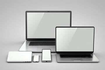Aufkleber - Blank display template for mobile phone,tablet, laptop. Template for advertising or page on website, marketing, presentation.presentation of modern gadget model. AI