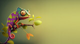 Cute Cartoon Chameleon Banner with Space for Copy (Generated with AI)