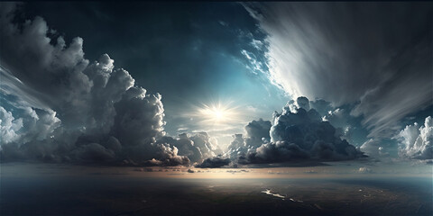 Wall Mural - Panoramic view of blue sky and clouds