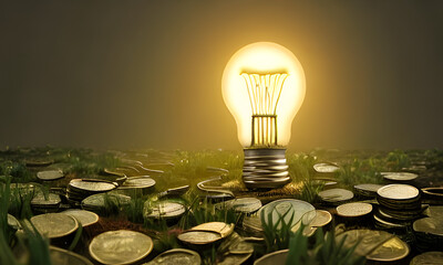 light bulb and money, savings, nature