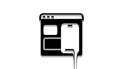 Black Software, web developer programming code icon isolated on white background. Javascript computer script random parts of program code. 4K Video motion graphic animation