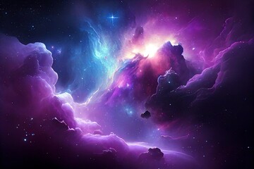 Wall Mural - nebula galaxy background with purple blue outer space. cosmos clouds and beautiful universe night st
