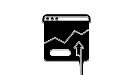 Canvas Print - Black Financial growth increase icon isolated on white background. Increasing revenue. 4K Video motion graphic animation