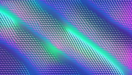 Holographic abstract background, 1980's theme. Wavefront technique concept, green and pink. Wallpaper. AI Image