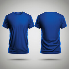 Mockup of a blank royal blue tshirt front and back isolated on white background. Generative Ai