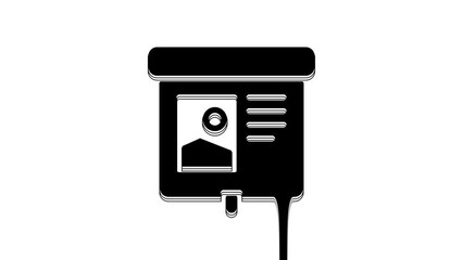 Sticker - Black Projection screen icon isolated on white background. Business presentation visual content like slides, infographics and video. 4K Video motion graphic animation