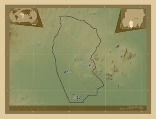 West Kurdufan, Sudan. Physical. Labelled points of cities