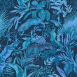 Tropical seamless pattern with exotic leaves.  Floral wallpaper painted in watercolor in green colors