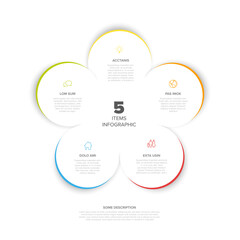Poster - Minimalistic five steps items elements template with color borders