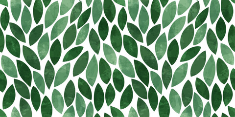 Wall Mural - Watercolor leaves pattern. Leaves seamless vector background, textured jungle print.