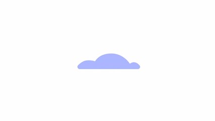 Fototapete - Animated moving up down blue cloud. Flat cartoon style icon 4K video footage. Digital transformation. Computing color isolated element animation on white background with alpha channel transparency