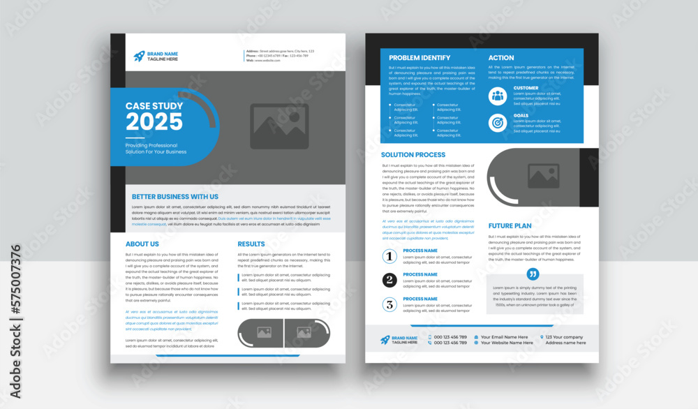 Business Case Study Layout with Blue Color Stock Vector | Adobe Stock