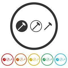 Sticker - Hammer web icons in color circle buttons