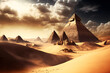 Great pyramids from Giza, Egypt in sunny daytime. Neural network AI generated art