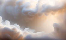 Beautiful Abstract Light Background With Puffs Of Ivory Smoke With Interesting Dramatic Backlighting.