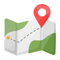 journey map concept, trip itinerary with gps pin vector color icon design, camping and outdoor symbo